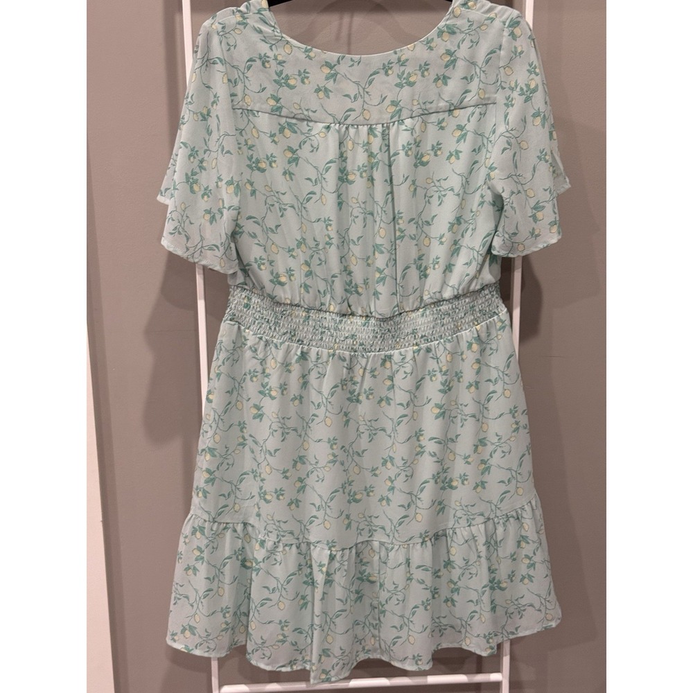 Berkley Jensen Chiffon Dress Lemon Floral Print Cottagecore Soft Girl M - Picture 6 of 7